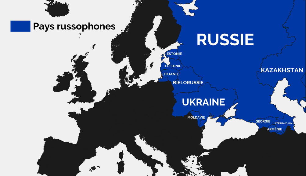 Carte des pays où l'on parle russe en Europe
